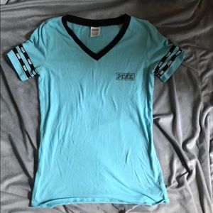 blue shirt from pink